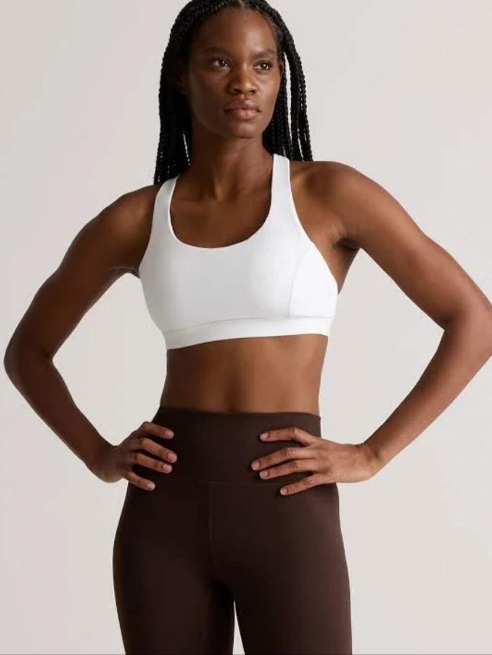 Quice Power-Up Strappy Sports Bra White XL Sporty Workout Athleisure NWT Yoga